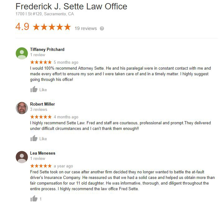 Law Office of Frederick J Sette Google Reviews