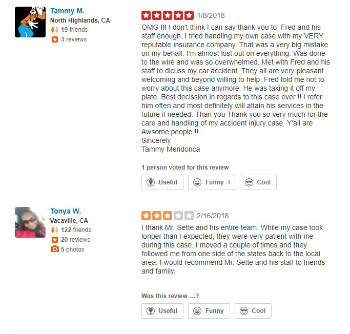 Law Office of Frederick J Sette Yelp Reviews continue